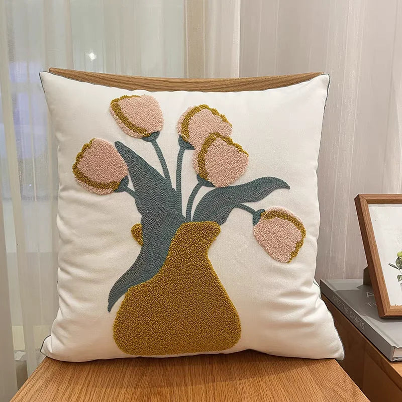 DecorBites™ Luxe Embroidered Cushion Cover, Premium Decor Pillowcases