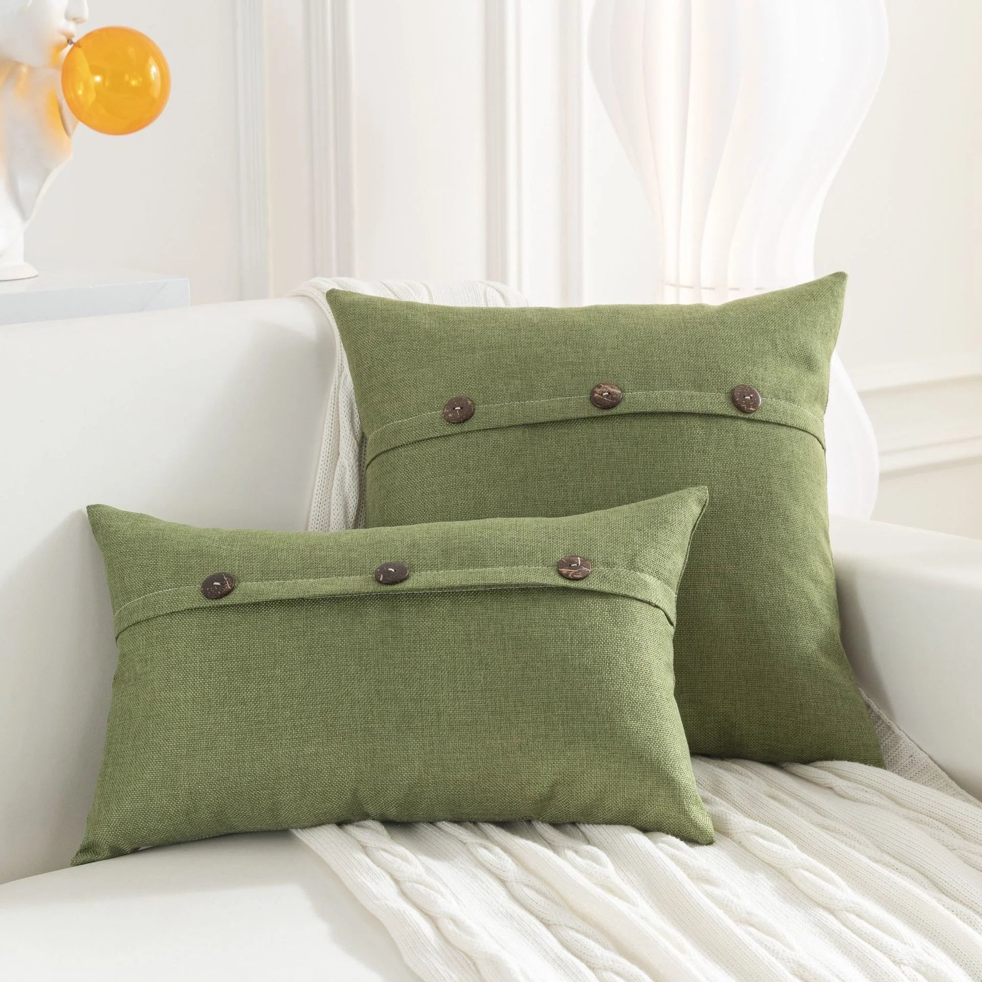 DecorBites™ Linen Button Sofa Cushion Cover Set for Living Room and Bed