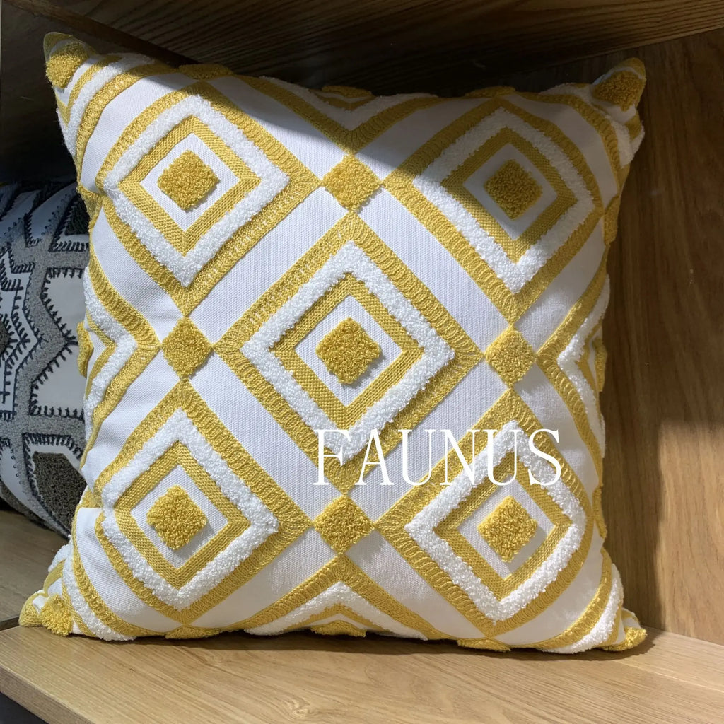 DecorBites™ Leaf Embroidered Cotton Cushion Cover Set - Home Decor Pillow Covers 45x45