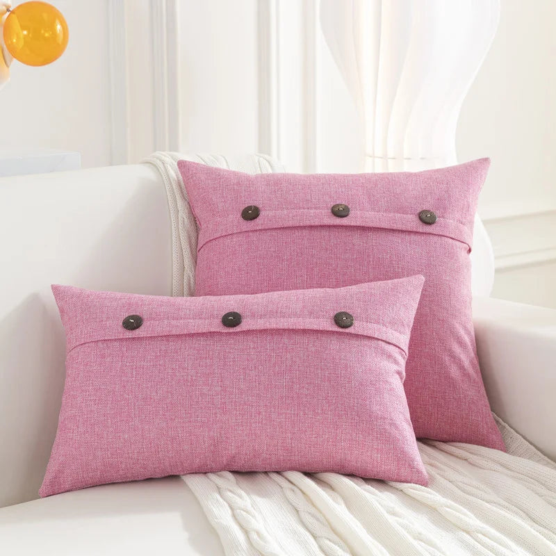 DecorBites™ Linen Button Sofa Cushion Cover Set for Living Room and Bed
