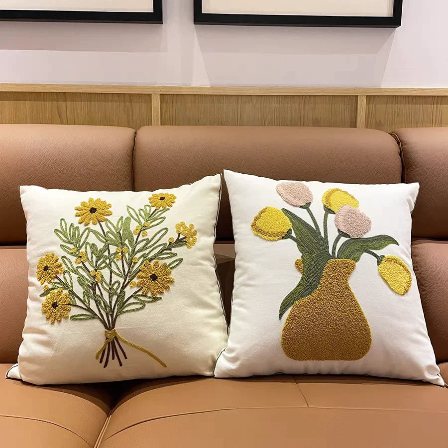 DecorBites™ Luxe Embroidered Cushion Cover, Premium Decor Pillowcases