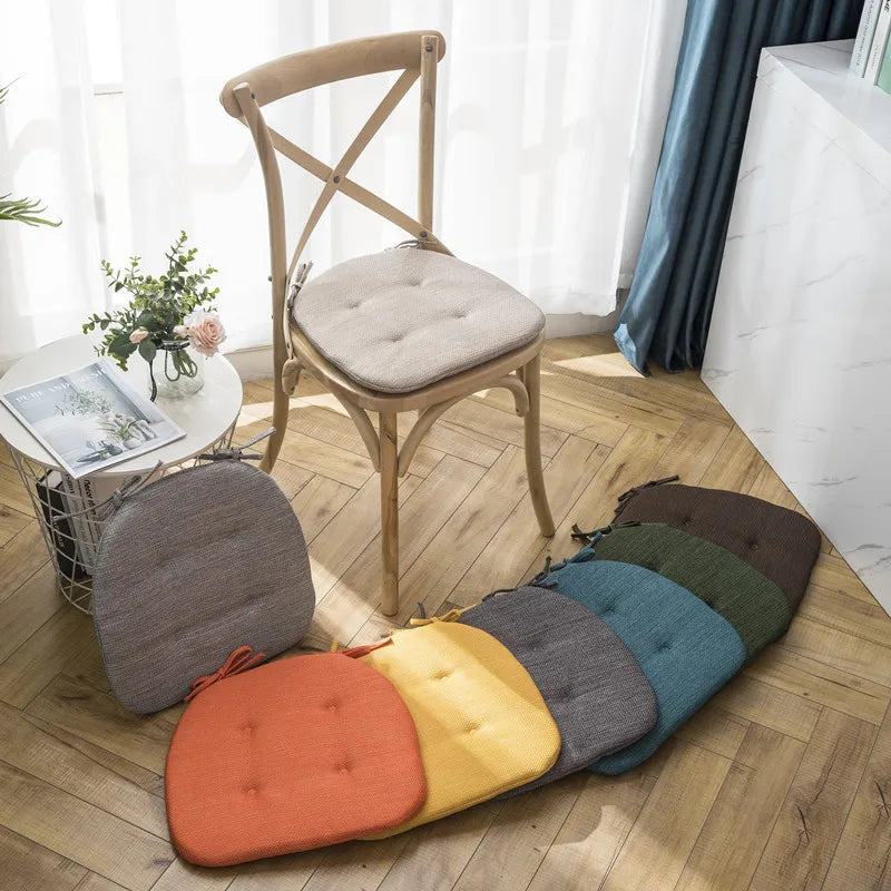 DecorBites™ Linen Chair Cushion: Anti-slip, MultiColor Dining Room & Outdoor Garden Cushions