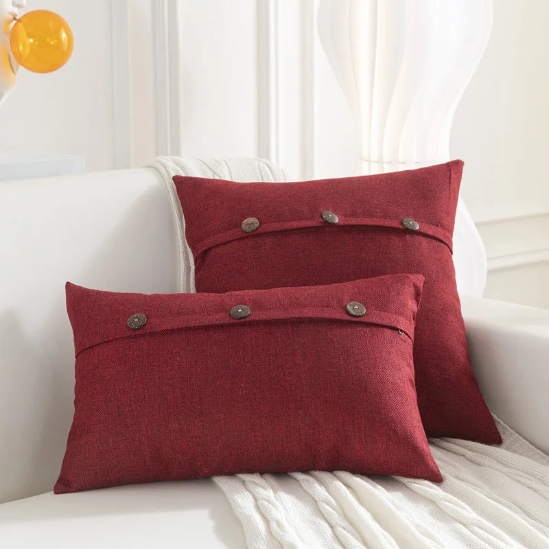 DecorBites™ Linen Button Sofa Cushion Cover Set for Living Room and Bed