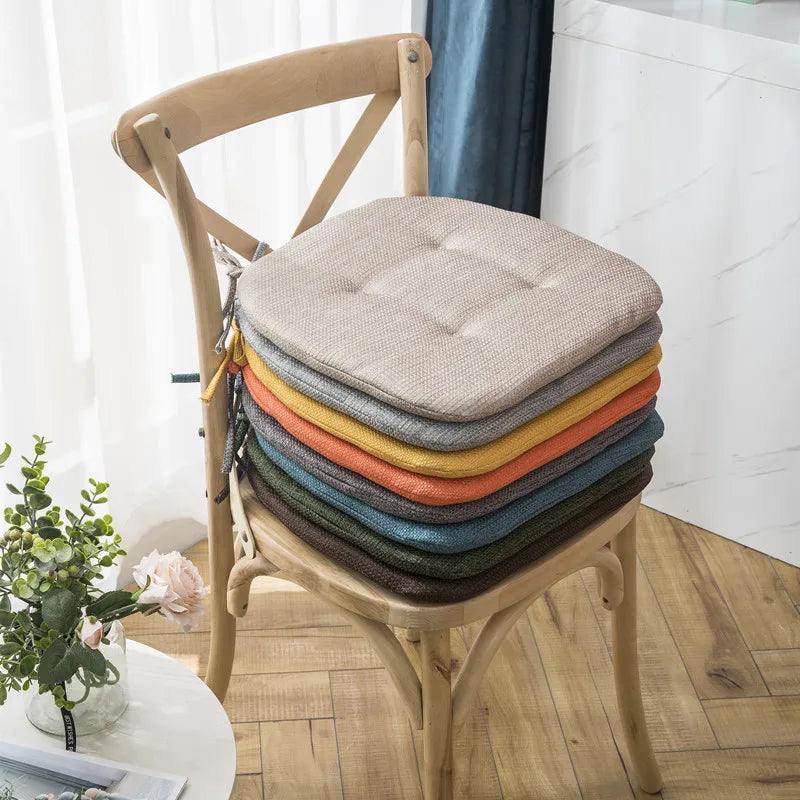 DecorBites™ Linen Chair Cushion: Anti-slip, MultiColor Dining Room & Outdoor Garden Cushions