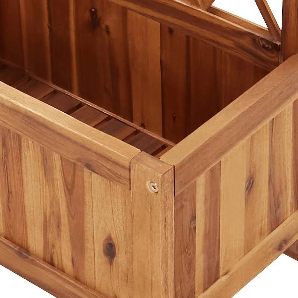 Solid Wood Outdoor Raised Garden Bed Planter with Lattice Trellis
