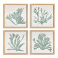 Coastal Framed Coral Silhouette Prints in Natural Wood Frames (Set of 4)