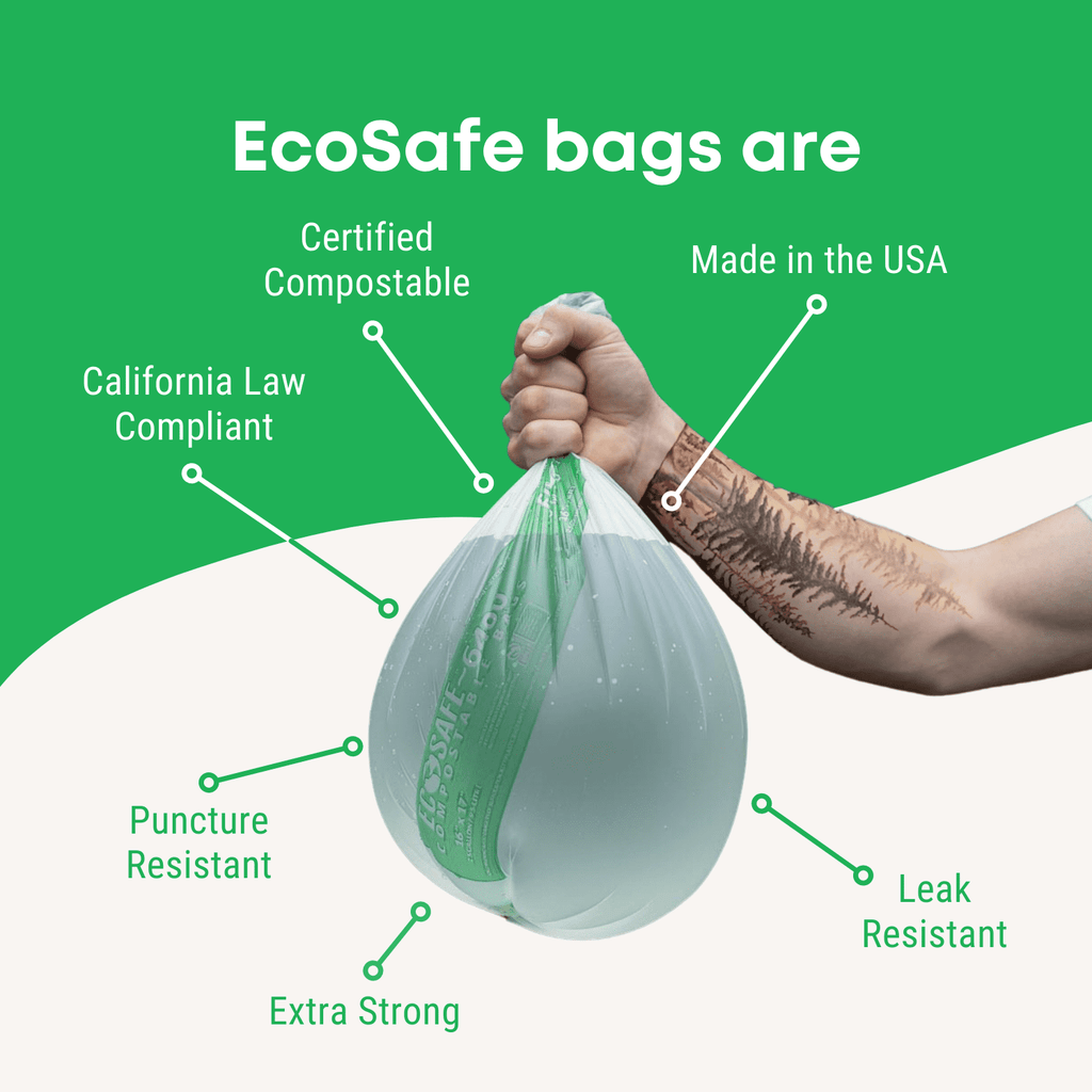 EcoSafe Zero Waste Compostable Bags 20 Gallon 26x36 for Curbside Composting (QTY 165), SKU HB2636-8