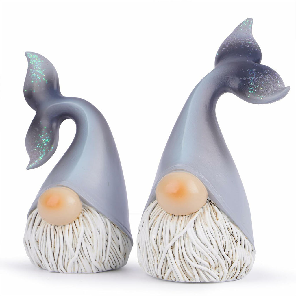 Hodao 2 Set Summer Ocean Gnome Resin Figurines Mermaid Grey Scandinavian