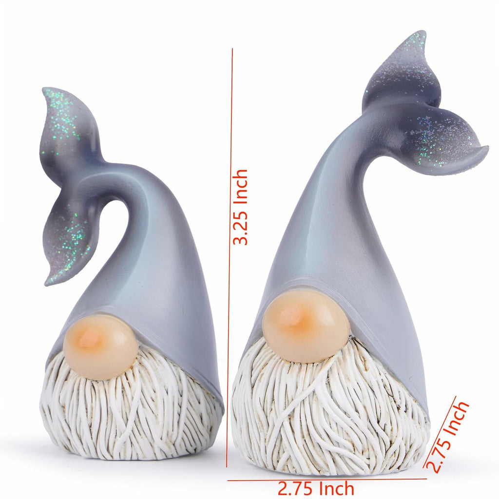 Hodao 2 Set Summer Ocean Gnome Resin Figurines Mermaid Grey Scandinavian