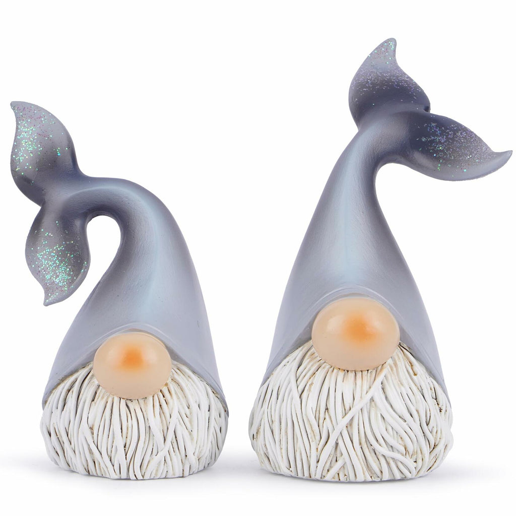 Hodao 2 Set Summer Ocean Gnome Resin Figurines Mermaid Grey Scandinavian