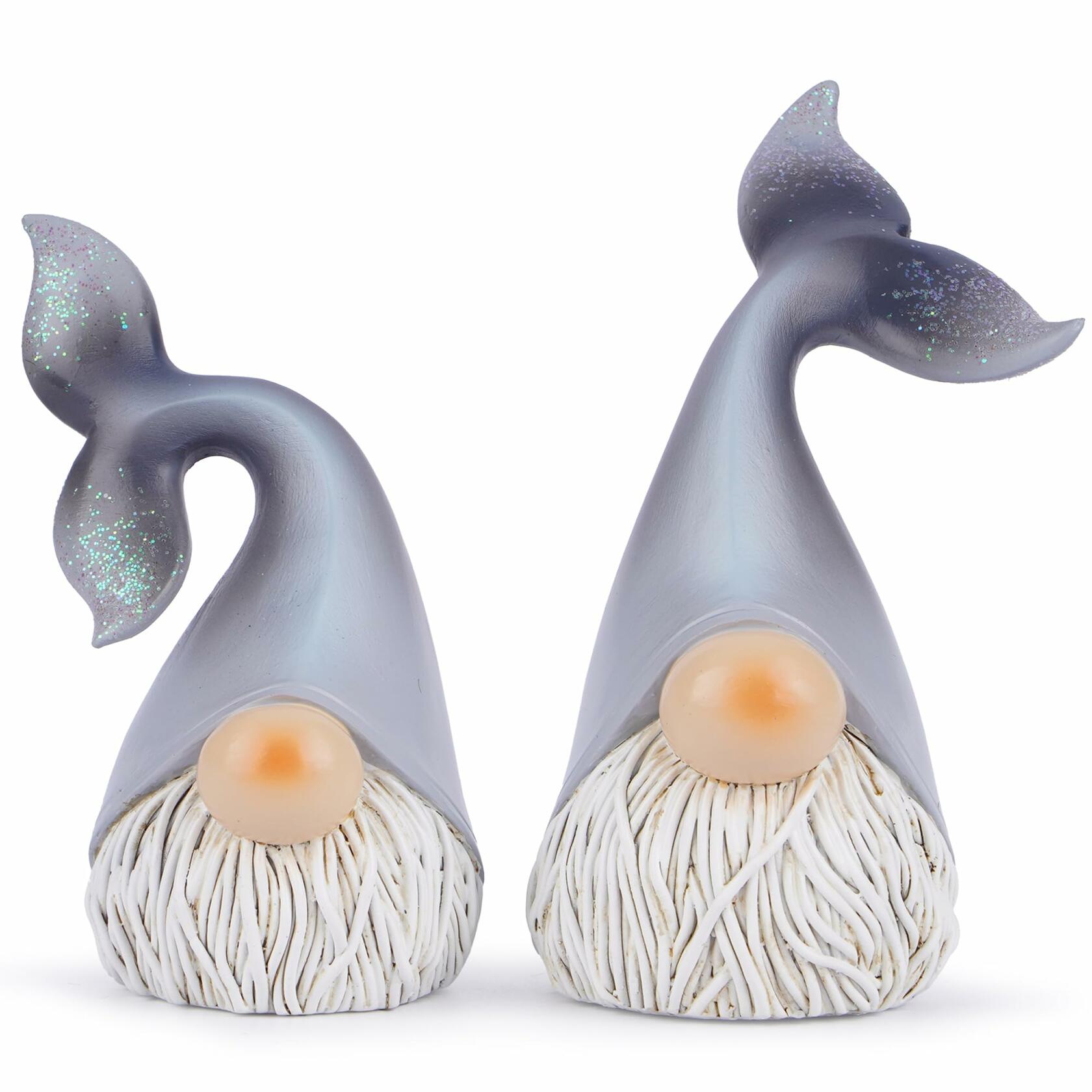 Hodao 2 Set Summer Ocean Gnome Resin Figurines Mermaid Grey Scandinavian