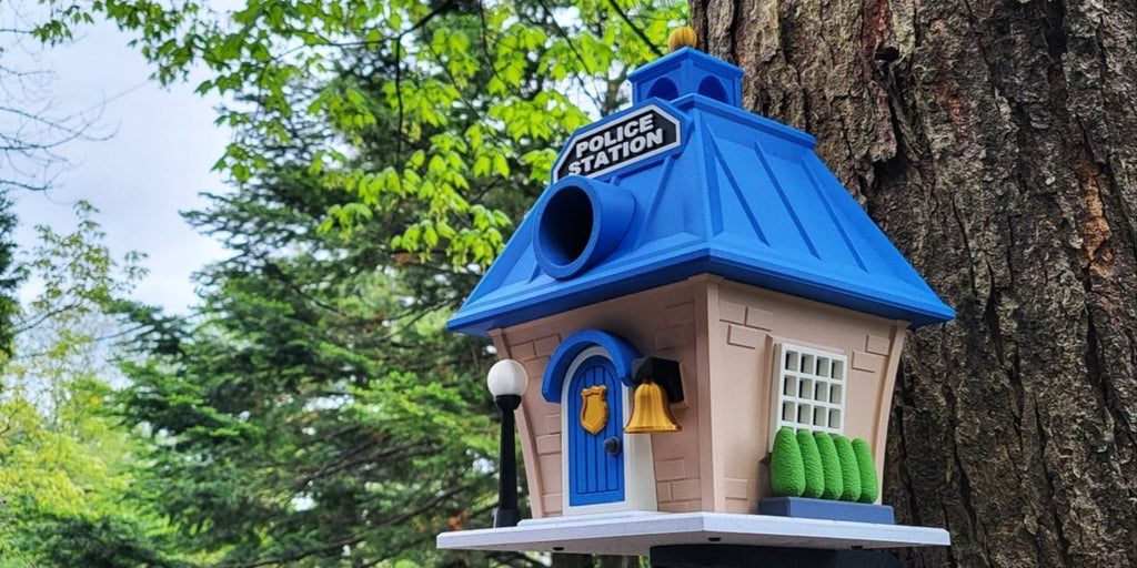 Police Station Birdhouse – Fun Law Enforcement Birdhouse for Garden or Home Decor