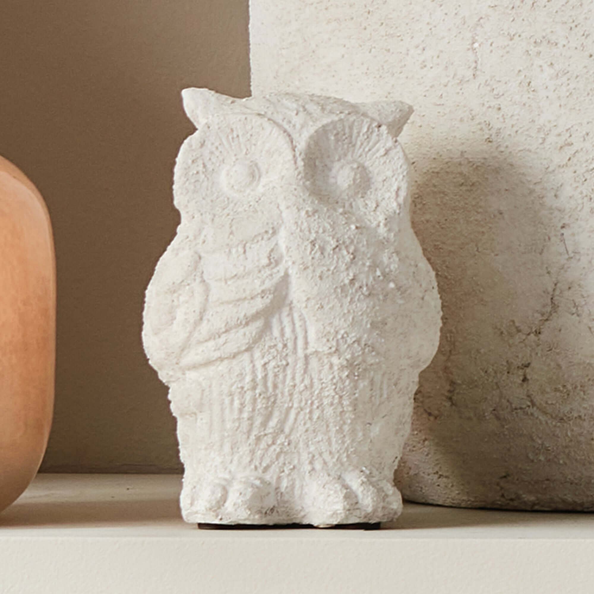 Weathered Terracotta Owl Garden Statue
